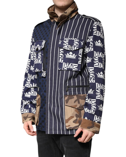 Dolce & Gabbana Multicolor Cotton Logo Patchwork Coat Jacket