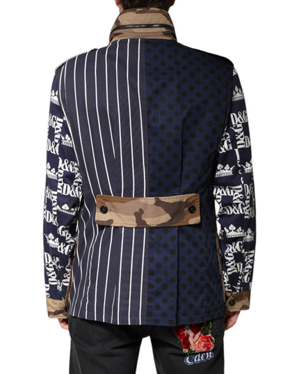 Dolce & Gabbana Multicolor Cotton Logo Patchwork Coat Jacket