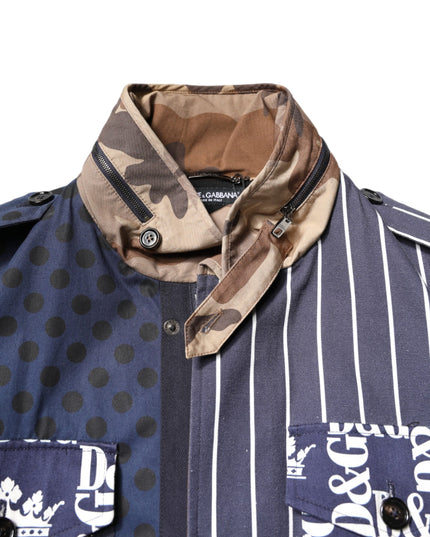 Dolce & Gabbana Multicolor Cotton Logo Patchwork Coat Jacket