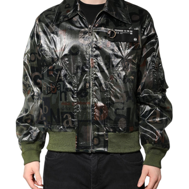 Dolce & Gabbana Green DG Logo Print Bomber Full Zip Jacket