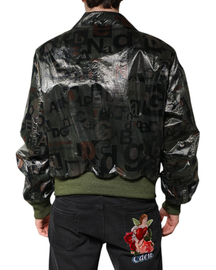 Dolce & Gabbana Green DG Logo Print Bomber Full Zip Jacket