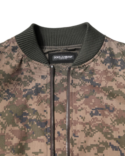 Dolce & Gabbana Brown Camouflage Bomber Full Zip Jacket