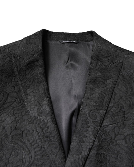 Dolce & Gabbana Black Floral Jacquard Coat Jacket Blazer