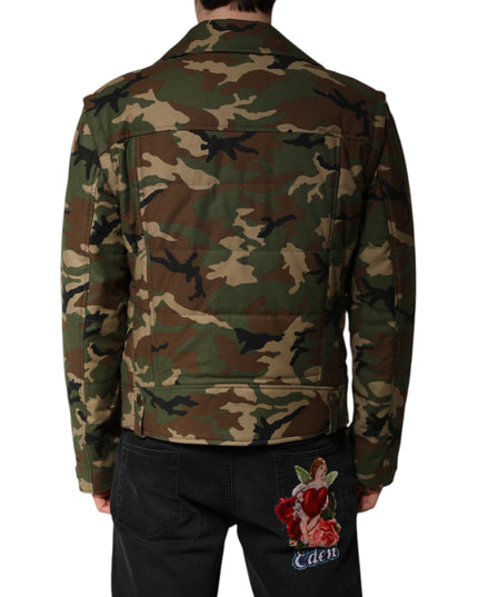 Dolce & Gabbana Multicolor Camouflage Nylon Biker Jacket