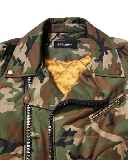 Dolce & Gabbana Multicolor Camouflage Nylon Biker Jacket
