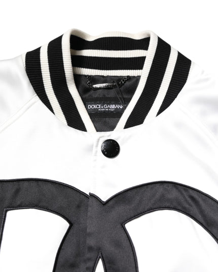Dolce & Gabbana White DG Logo Polyester Jersey Bomber Jacket