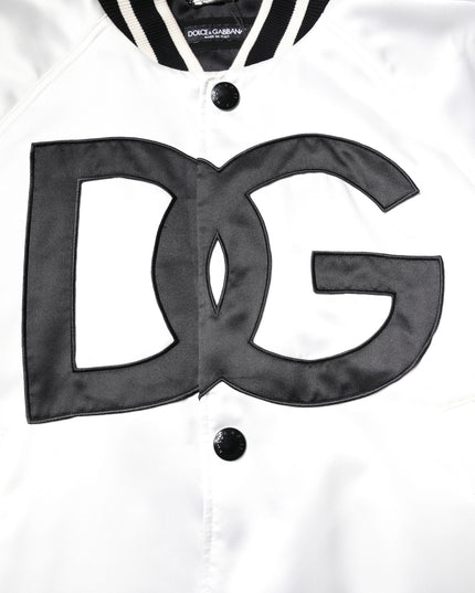 Dolce & Gabbana White DG Logo Polyester Jersey Bomber Jacket