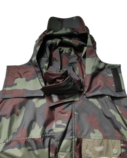 Dolce & Gabbana Multicolor Camouflage Button Hooded Jacket