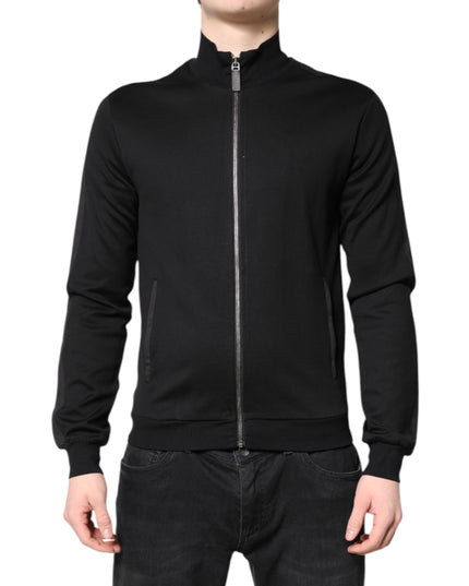 Dolce & Gabbana Black Cotton Logo Full Zip Men Bomber Jacket