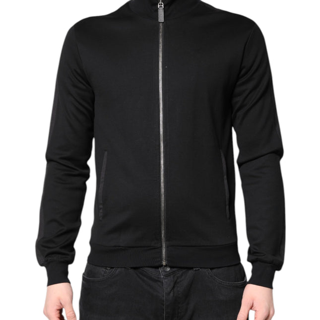 Dolce & Gabbana Black Cotton Logo Full Zip Men Bomber Jacket