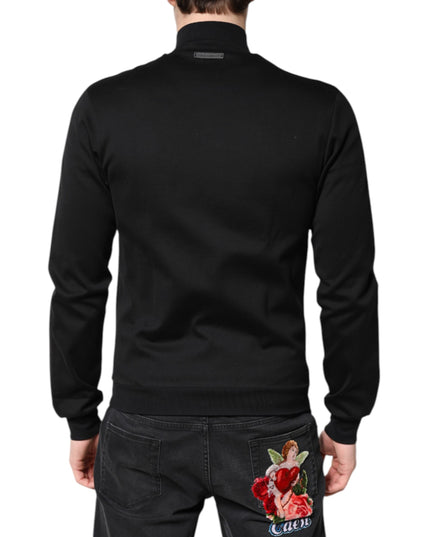 Dolce & Gabbana Black Cotton Logo Full Zip Men Bomber Jacket