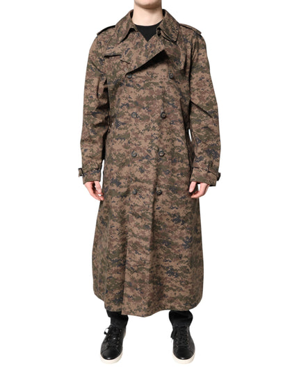 Dolce & Gabbana Multicolor Camouflage Double Breasted Coat Jacket