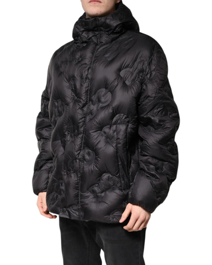 Dolce & Gabbana Black Hooded Parka Coat Winter Jacket