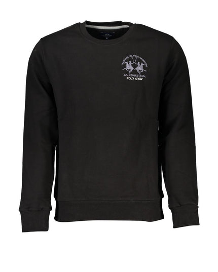 La Martina Black Cotton Men Sweater