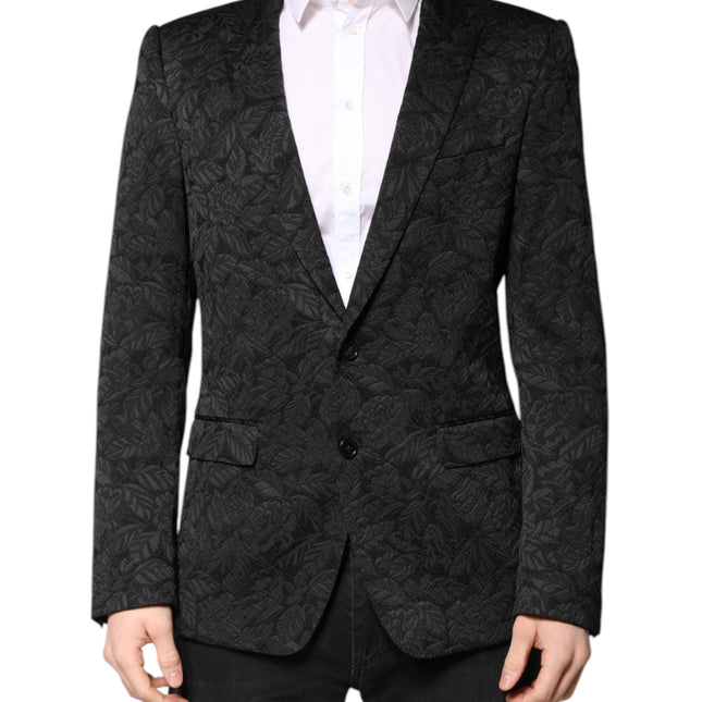 Dolce & Gabbana Black MARTINI Brocade Single Breasted Blazer