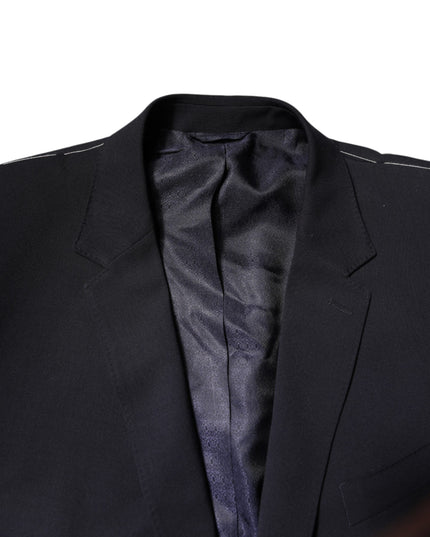 Dolce & Gabbana Dark Blue Wool Single Breasted Coat Blazer