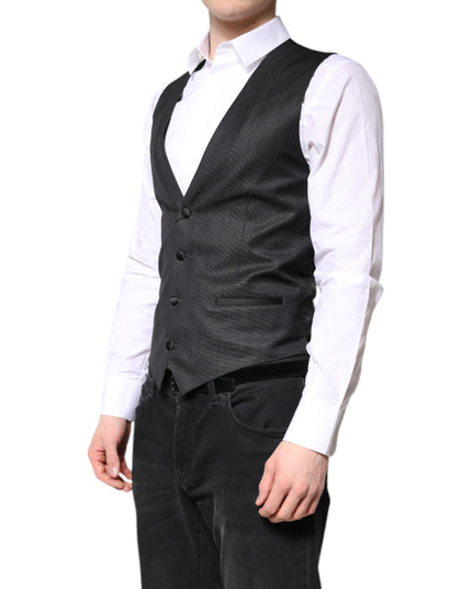 Dolce & Gabbana Black Wool Waistcoat Dress Formal Vest