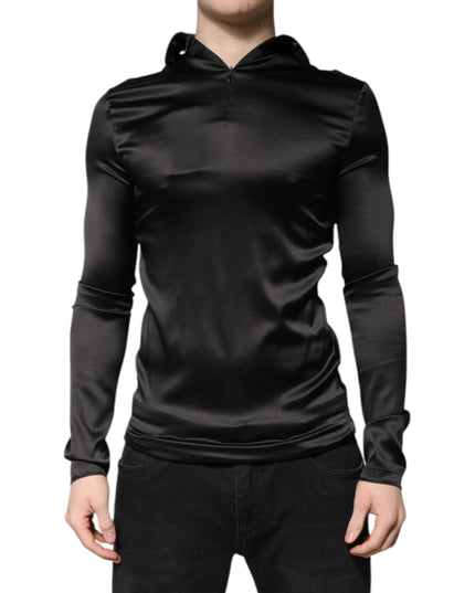 Dolce & Gabbana Black Silk Turtleneck Men Pullover Sweater