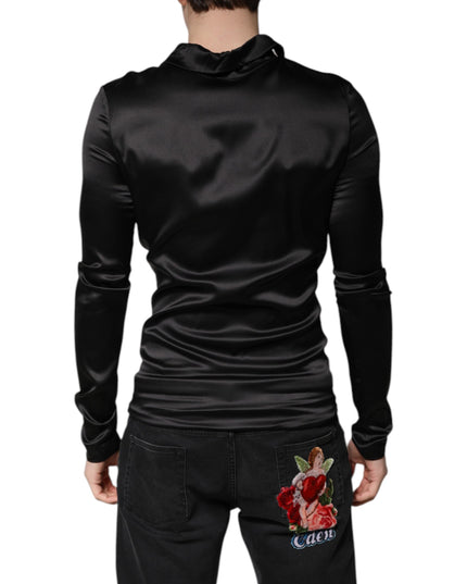 Dolce & Gabbana Black Silk Turtleneck Men Pullover Sweater