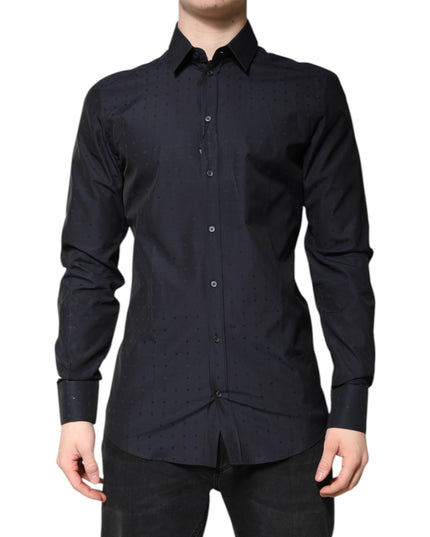 Dolce & Gabbana Black Cotton GOLD Men Dress Formal Shirt