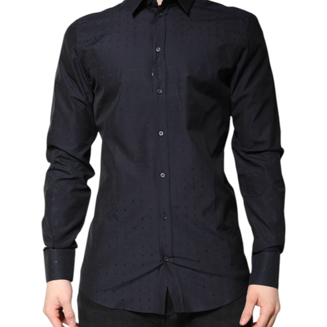 Dolce & Gabbana Black Cotton GOLD Men Dress Formal Shirt