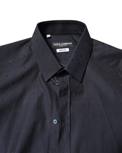 Dolce & Gabbana Black Cotton GOLD Men Dress Formal Shirt
