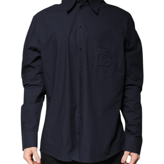 Dolce & Gabbana Dark Blue Cotton Long Sleeve Shirt
