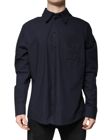 Dolce & Gabbana Dark Blue Cotton Long Sleeve Shirt