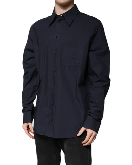 Dolce & Gabbana Dark Blue Cotton Long Sleeve Shirt