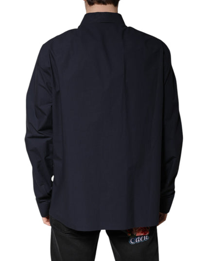 Dolce & Gabbana Dark Blue Cotton Long Sleeve Shirt