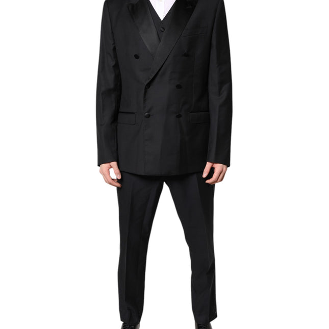 Dolce & Gabbana Black Double Breasted Formal 3 Piece Suit