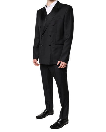 Dolce & Gabbana Black Double Breasted Formal 3 Piece Suit