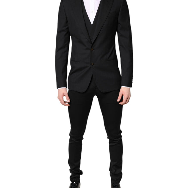 Dolce & Gabbana Black Single Breasted Formal Blazer with Vest
