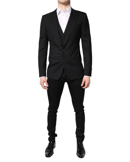 Dolce & Gabbana Black Single Breasted Formal Blazer with Vest