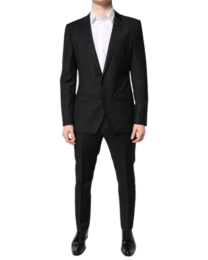 Dolce & Gabbana Black Wool Single Breasted 2 Piece Suit