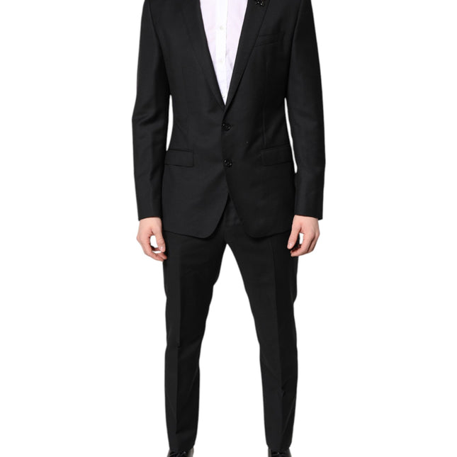 Dolce & Gabbana Black Wool Single Breasted 2 Piece Suit