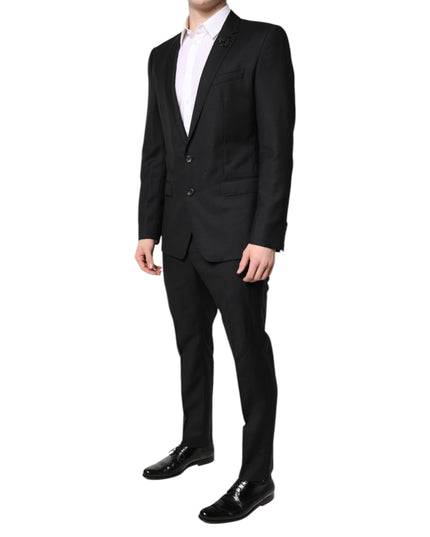 Dolce & Gabbana Black Wool Single Breasted 2 Piece Suit