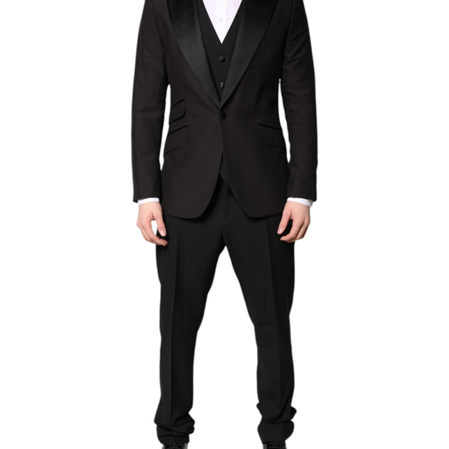 Dolce & Gabbana Black Single Breasted Formal 3 Piece Suit