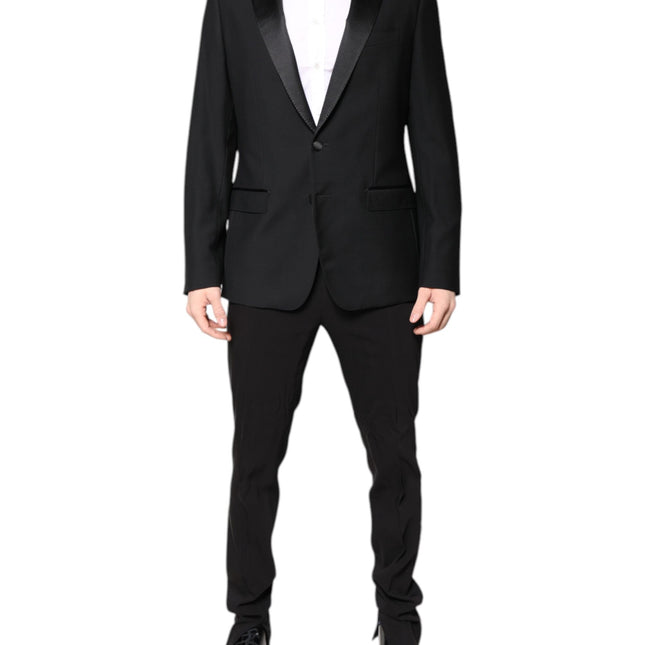 Dolce & Gabbana Black Wool Single Breasted 2 Piece Suit