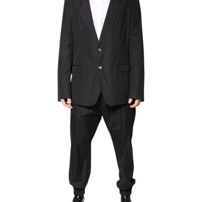 Dolce & Gabbana Black Cotton Single Breasted 2 Piece Suit