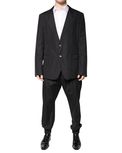 Dolce & Gabbana Black Cotton Single Breasted 2 Piece Suit