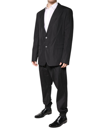 Dolce & Gabbana Black Cotton Single Breasted 2 Piece Suit