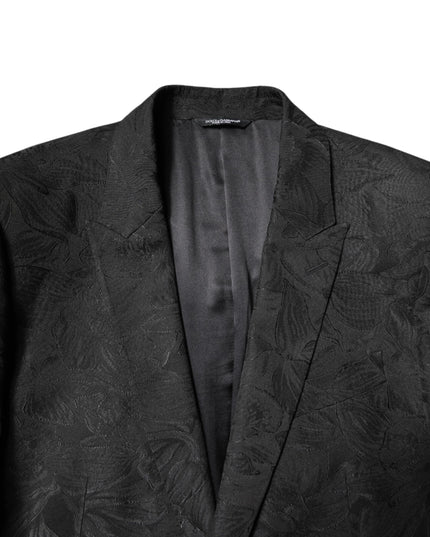 Dolce & Gabbana Black Polyester Floral Jacquard 2 Piece Suit