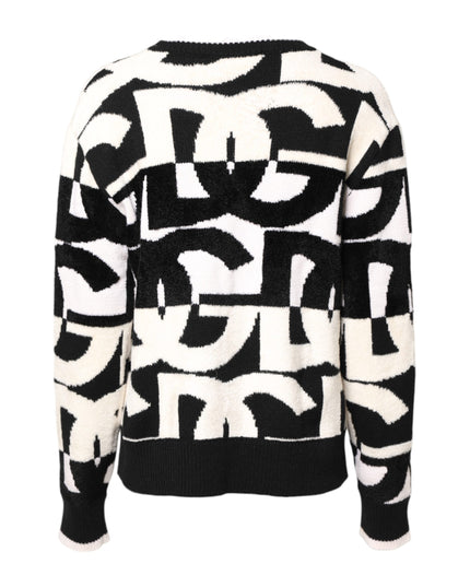 Dolce & Gabbana White Black Logo Print Women Pullover Sweater