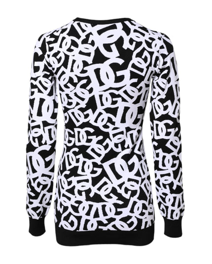 Dolce & Gabbana Black White Logo Print Women Pullover Sweater
