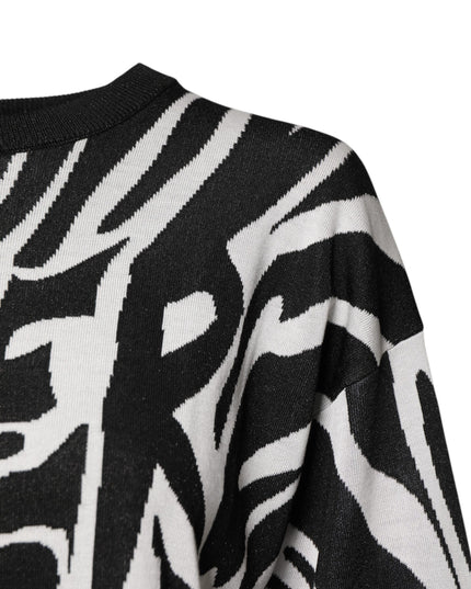 Dolce & Gabbana Black White Print Women Pullover Sweater