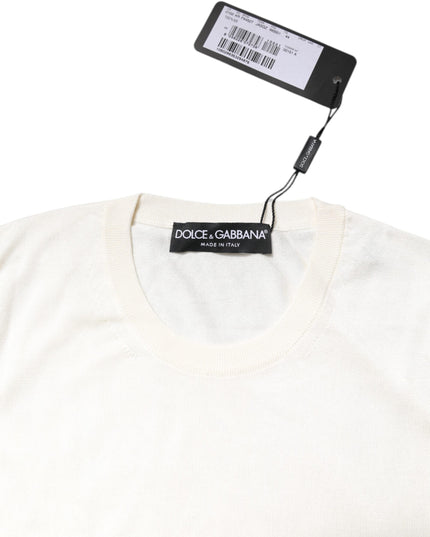 Dolce & Gabbana White Silk Round Neck Sleeveless Tank Top