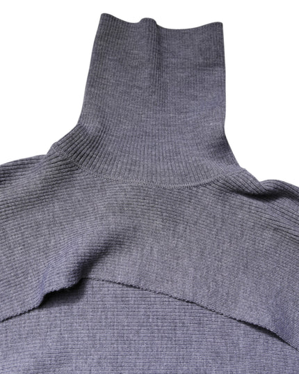 Dolce & Gabbana Gray Wool Knit Turtleneck Cropped Top Sweater