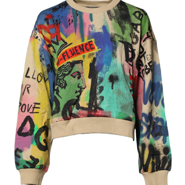 Dolce & Gabbana Multicolor Print Cotton Pullover Sweater
