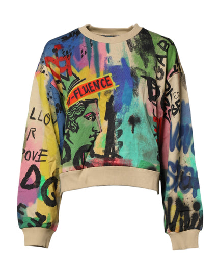 Dolce & Gabbana Multicolor Print Cotton Pullover Sweater